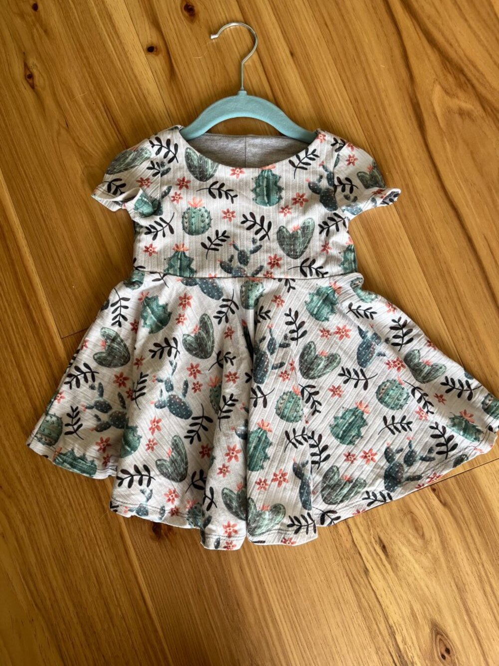 Handmade rib knit toddler cactus dress